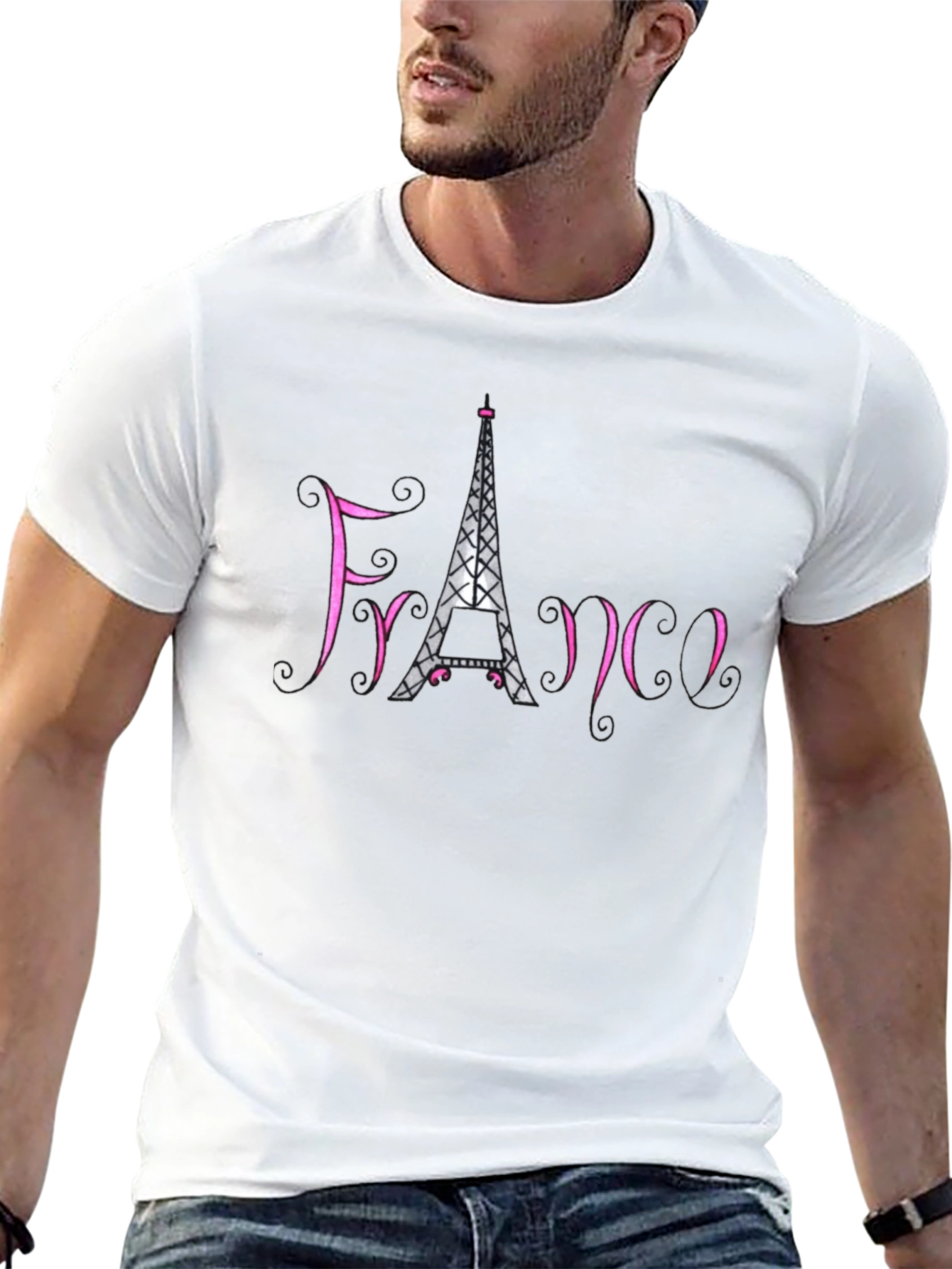 France Eiffel Tower Black T-Shirt