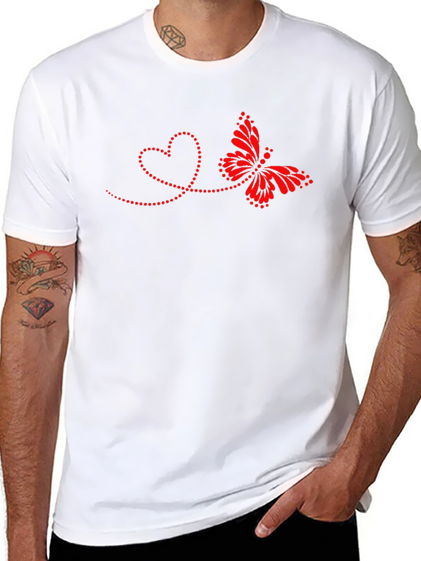 Heart & Butterfly Graphic Tee - Mens Black T-Shirt