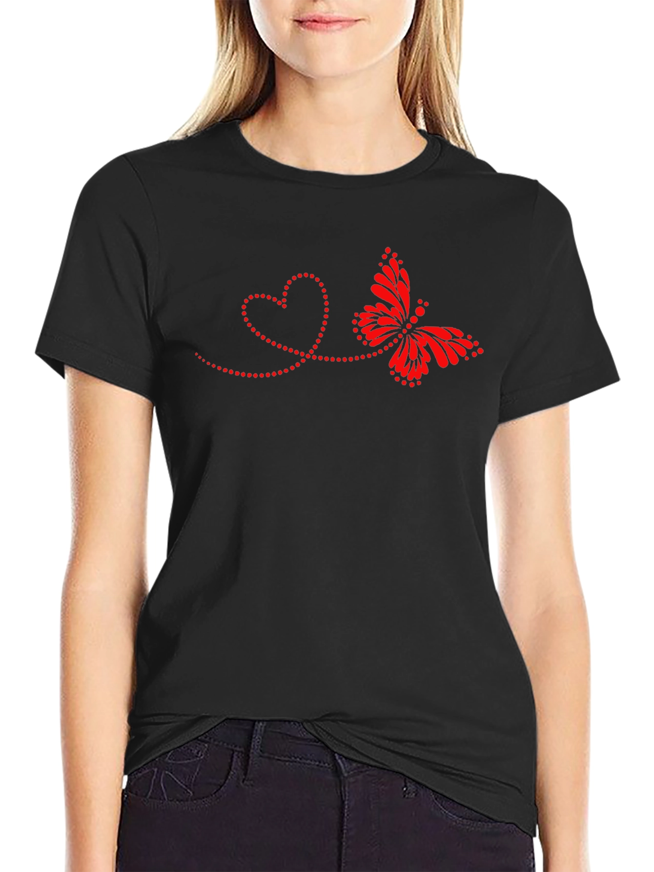 Heart & Butterfly Graphic Tee - Mens Black T-Shirt