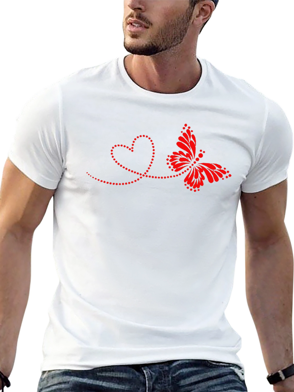 Heart & Butterfly Graphic Tee - Mens Black T-Shirt