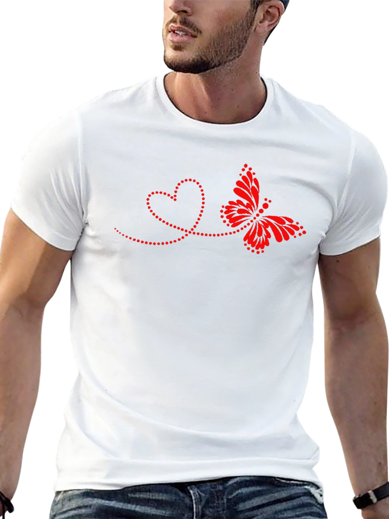 Heart & Butterfly Graphic Tee - Mens Black T-Shirt