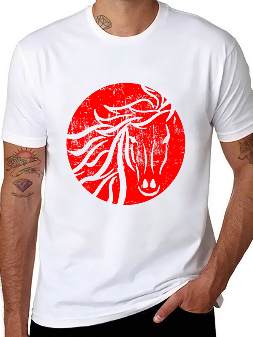 Red Horse Silhouette Graphic T-Shirt
