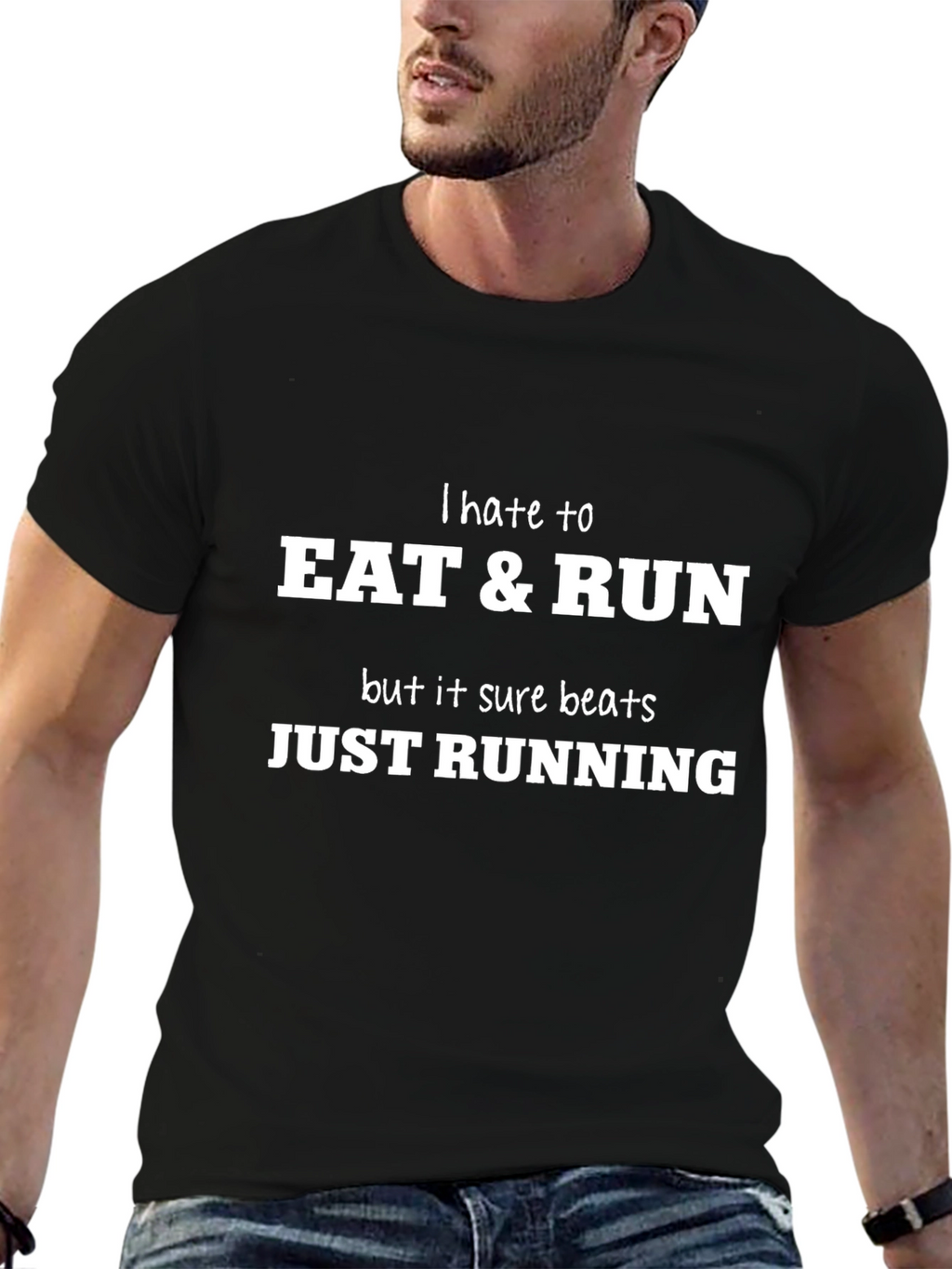 Eat & Run Funny Black Graphic Tee