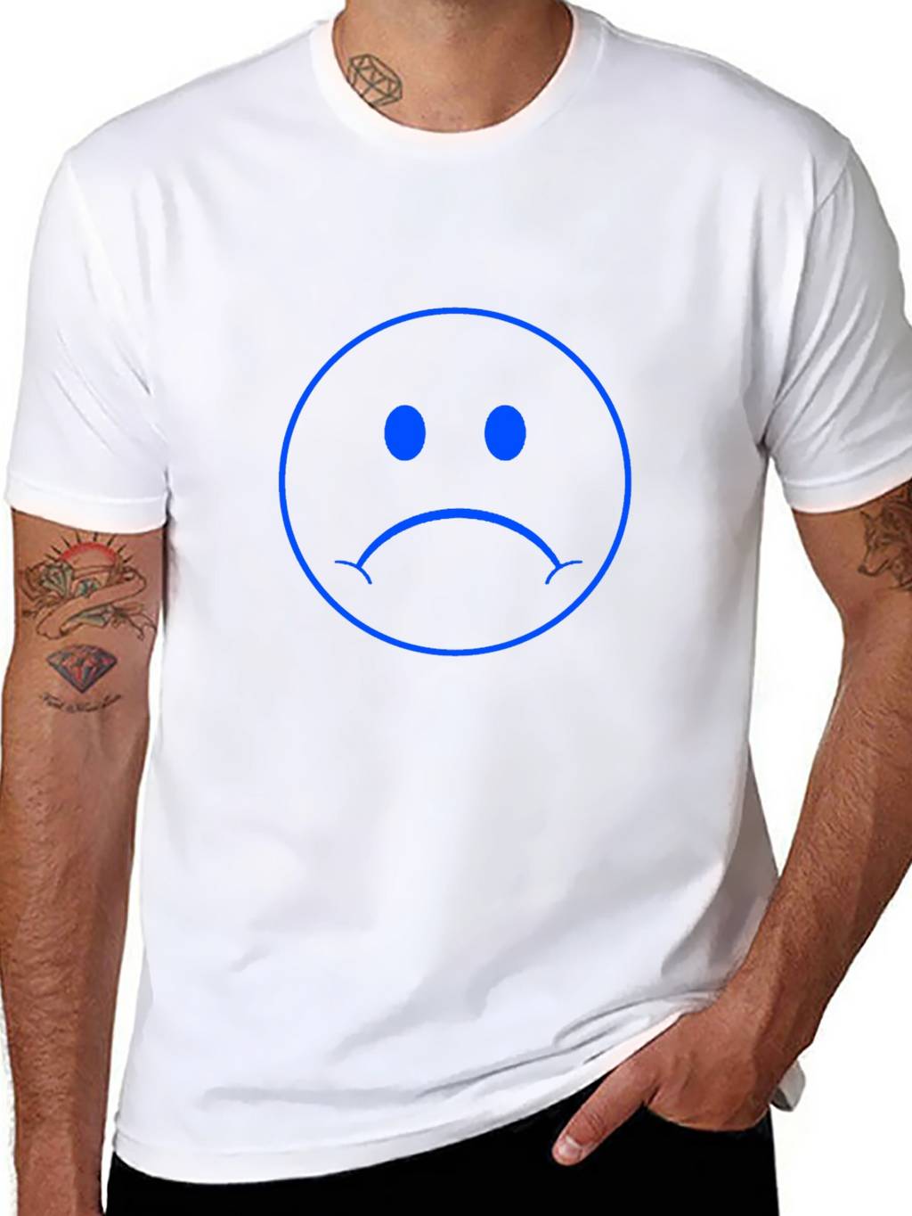 Sad Face Graphic Tee - Black Cotton Comfort