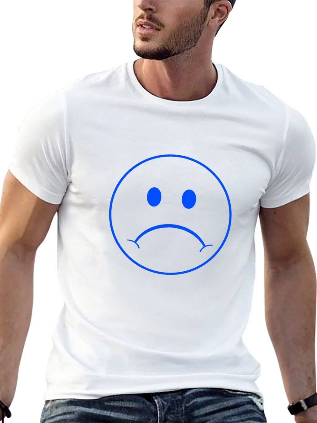 Sad Face Graphic Tee - Black Cotton Comfort