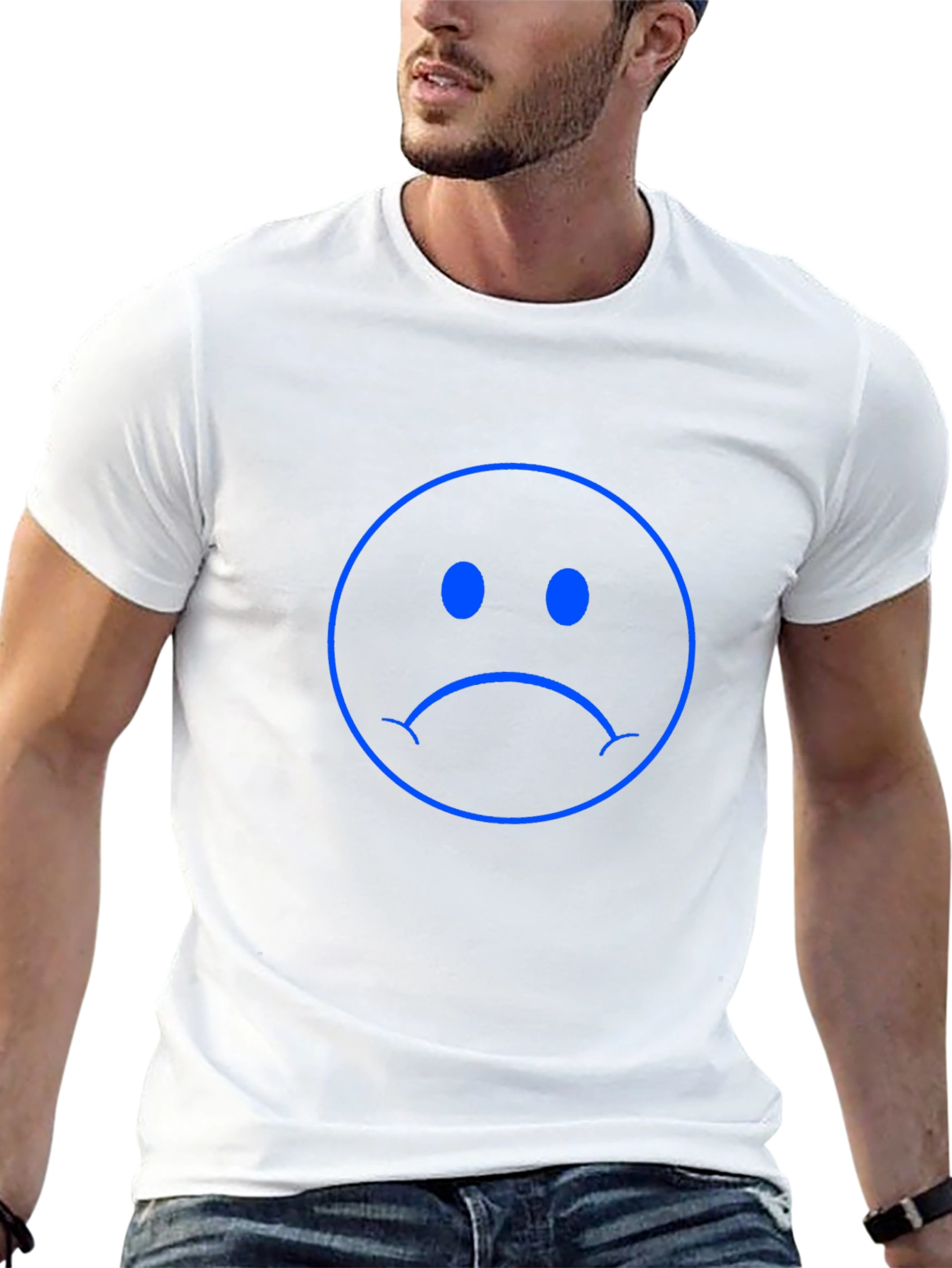 Sad Face Graphic Tee - Black Cotton Comfort