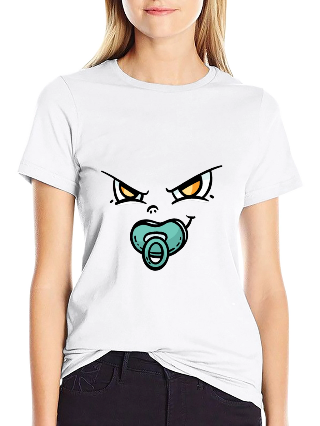 Funny Angry Baby Face Black T-Shirt