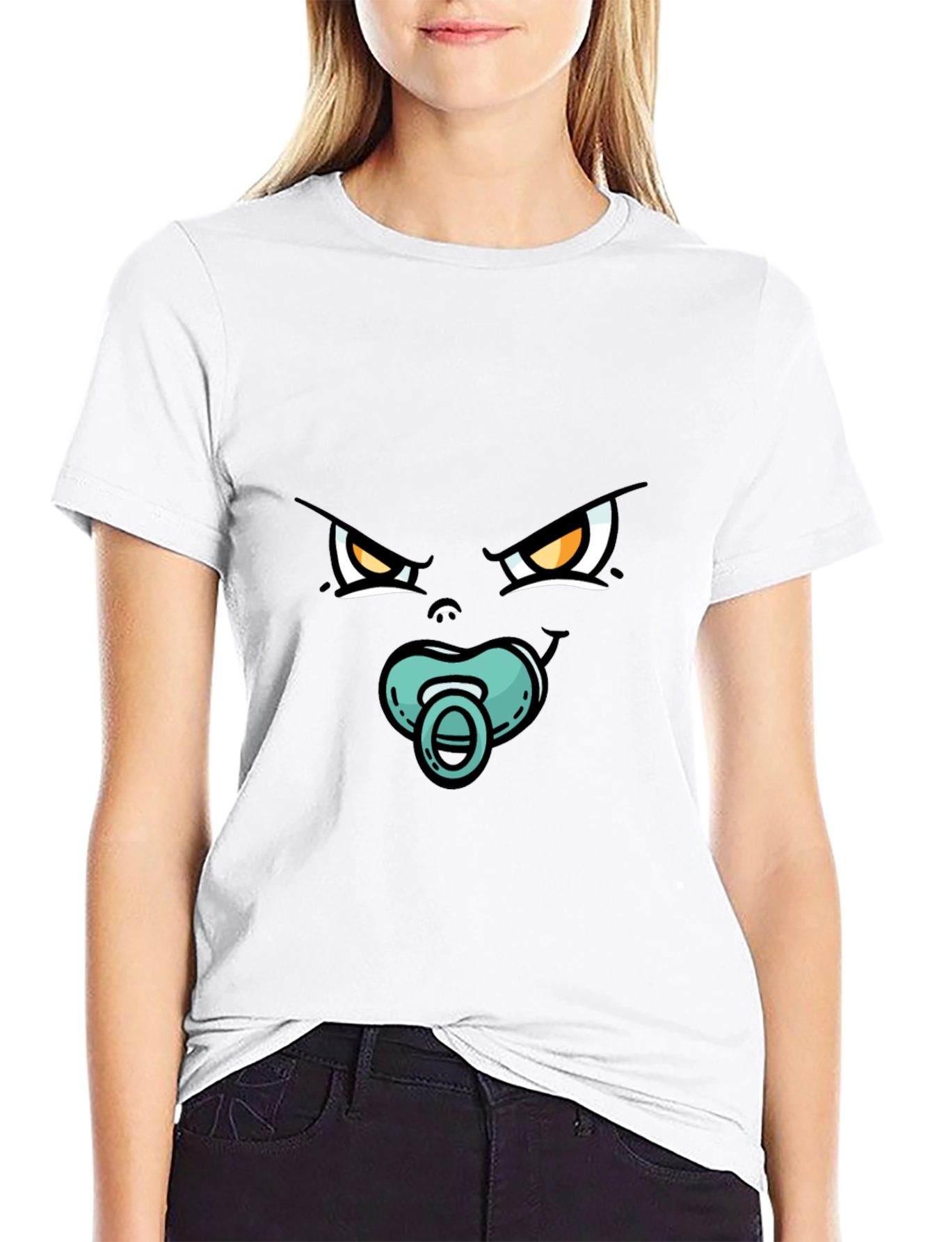 Funny Angry Baby Face Black T-Shirt
