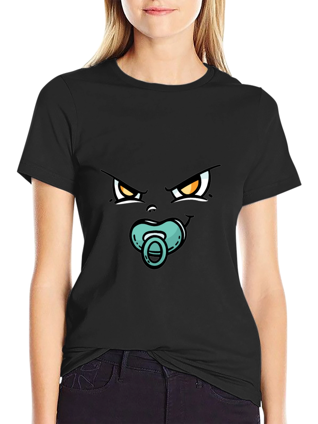 Funny Angry Baby Face Black T-Shirt