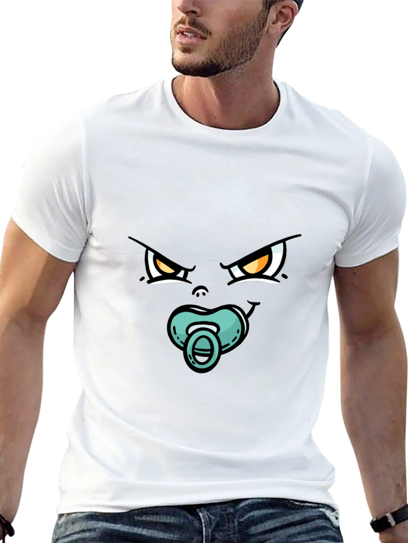 Funny Angry Baby Face Black T-Shirt