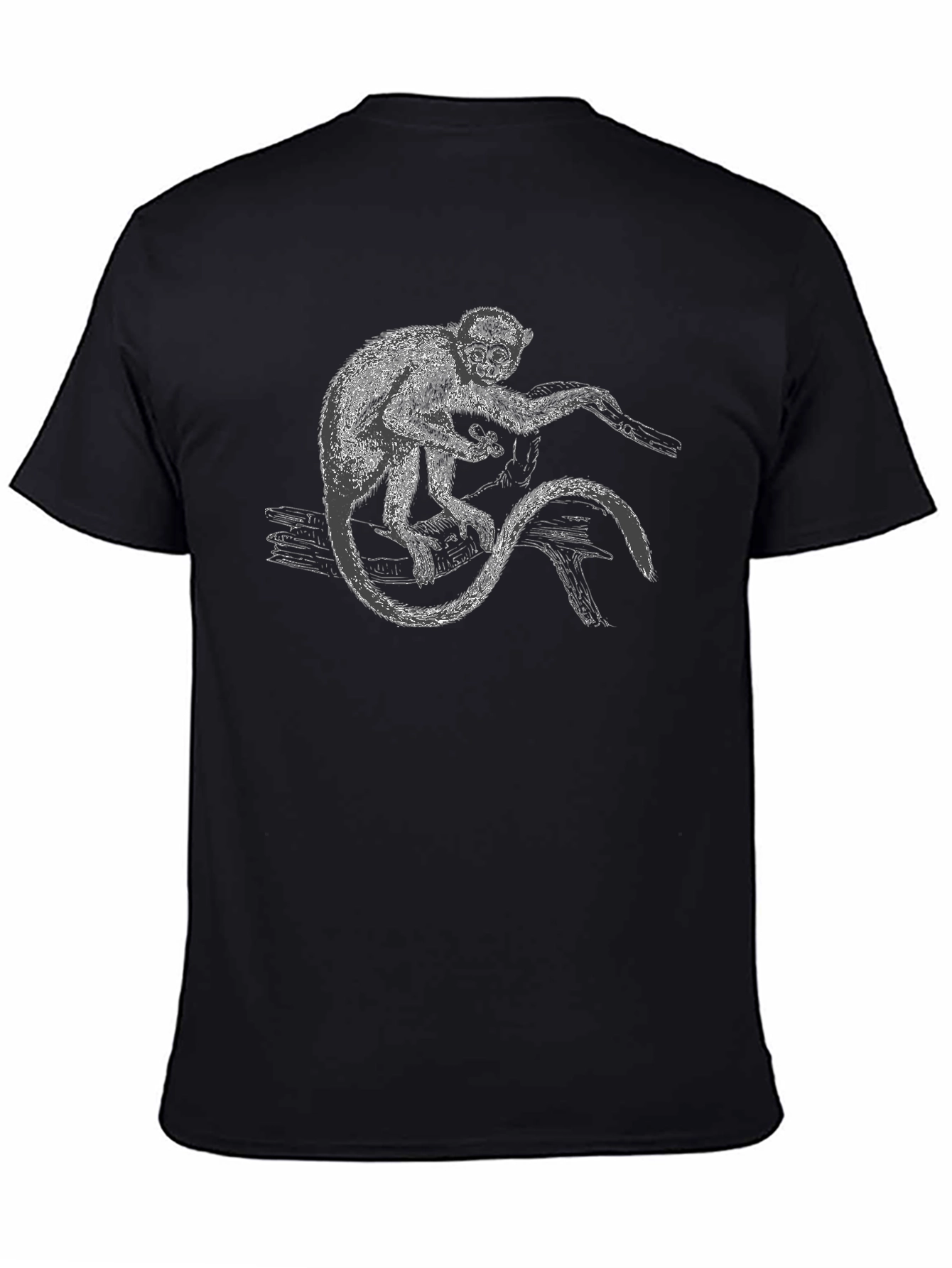 Monkey Graphic Print Black T-Shirt