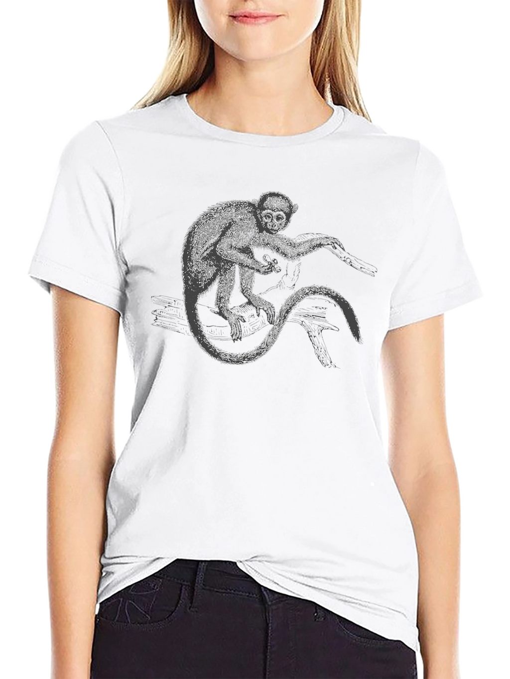 Monkey Graphic Print Black T-Shirt