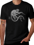 Monkey Graphic Print Black T-Shirt