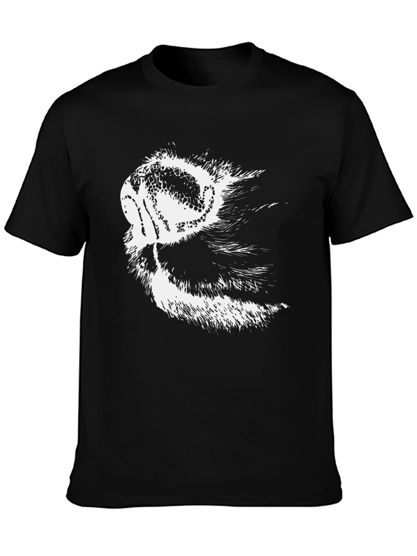 Stylish Black Tee with Animal Snout Graphic