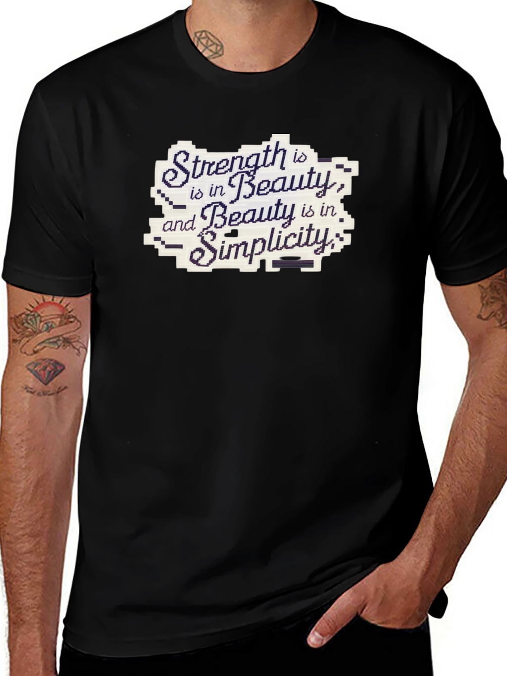 Strength Beauty Simplicity Black Cotton Tee