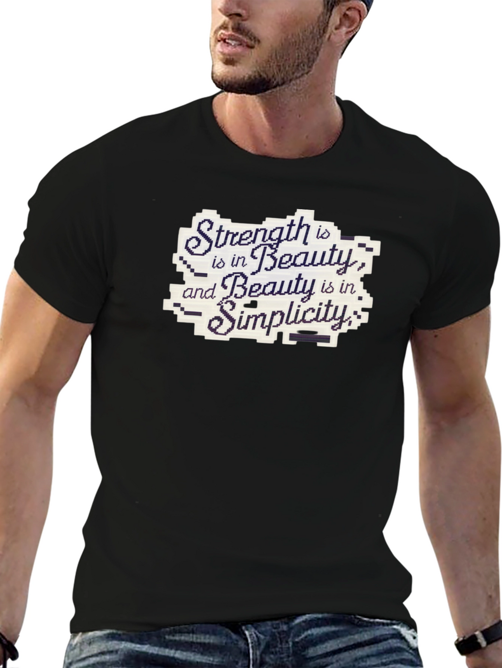 Strength Beauty Simplicity Black Cotton Tee