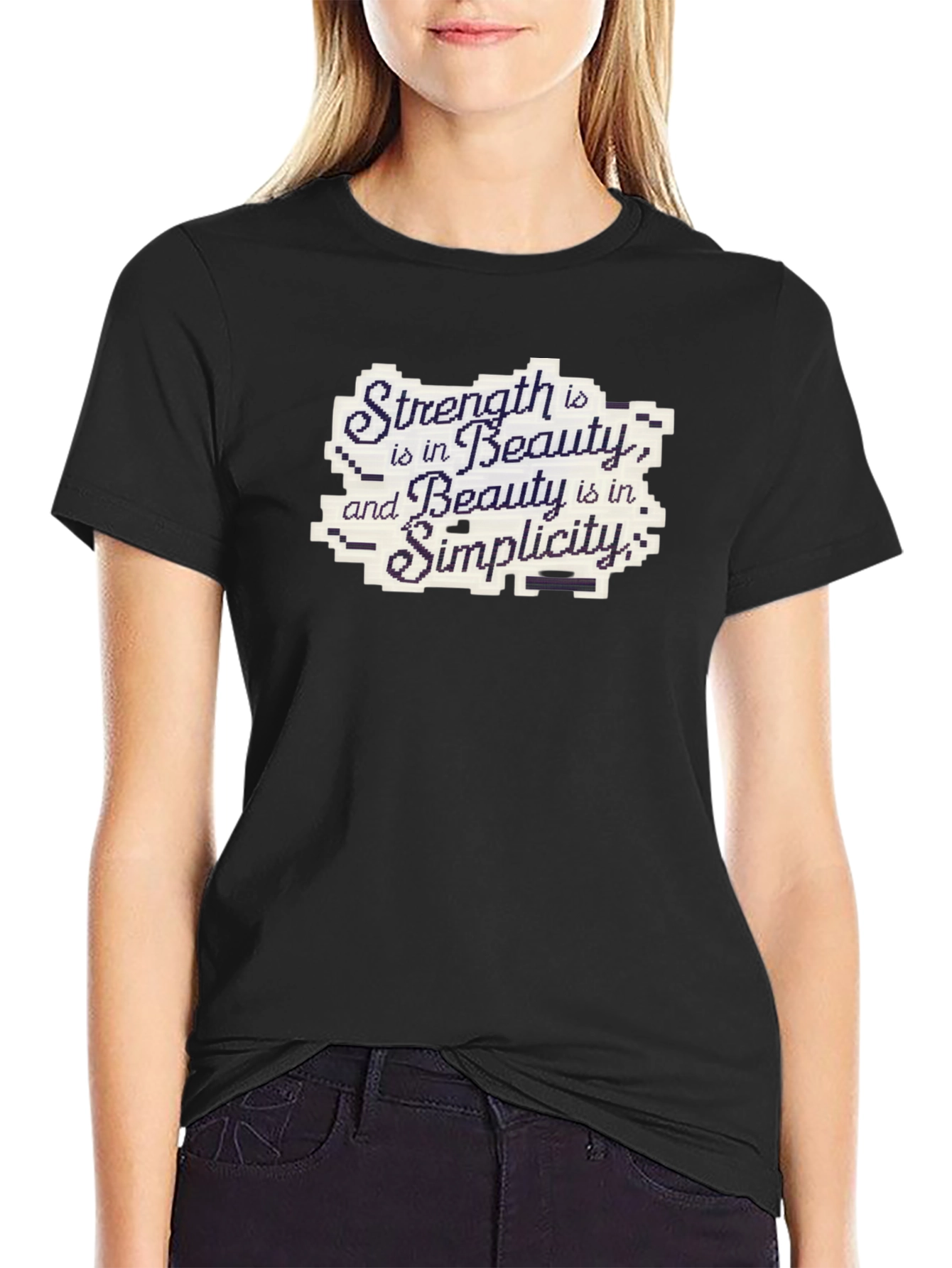 Strength Beauty Simplicity Black Cotton Tee