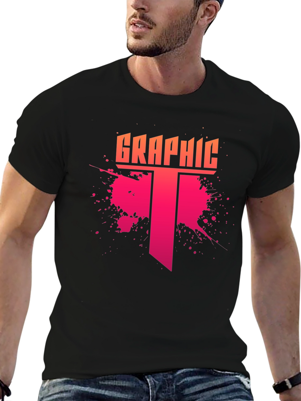 Graphic Tee - Mens Stylish Black T-Shirt