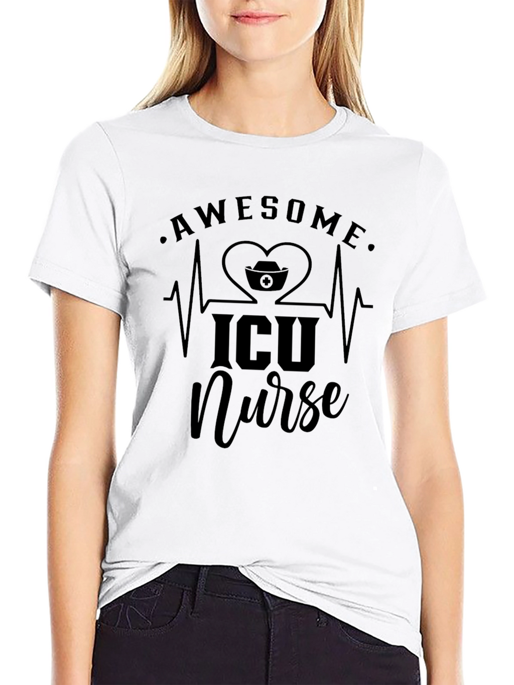 Awesome ICU Nurse Black T-Shirt