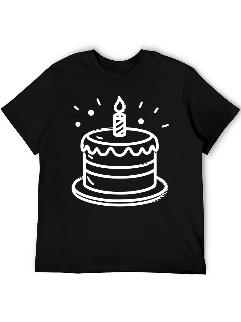 Birthday Cake Graphic Tee - Black Cotton T-Shirt
