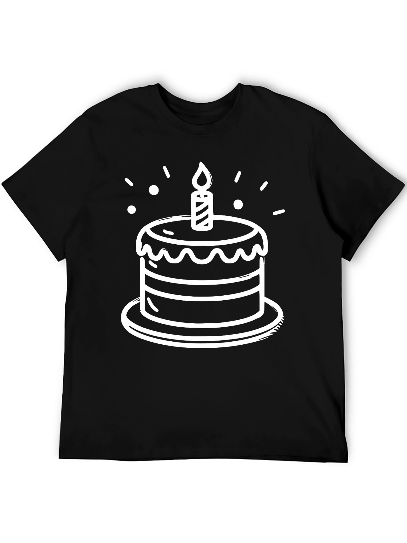 Birthday Cake Graphic Tee - Black Cotton T-Shirt