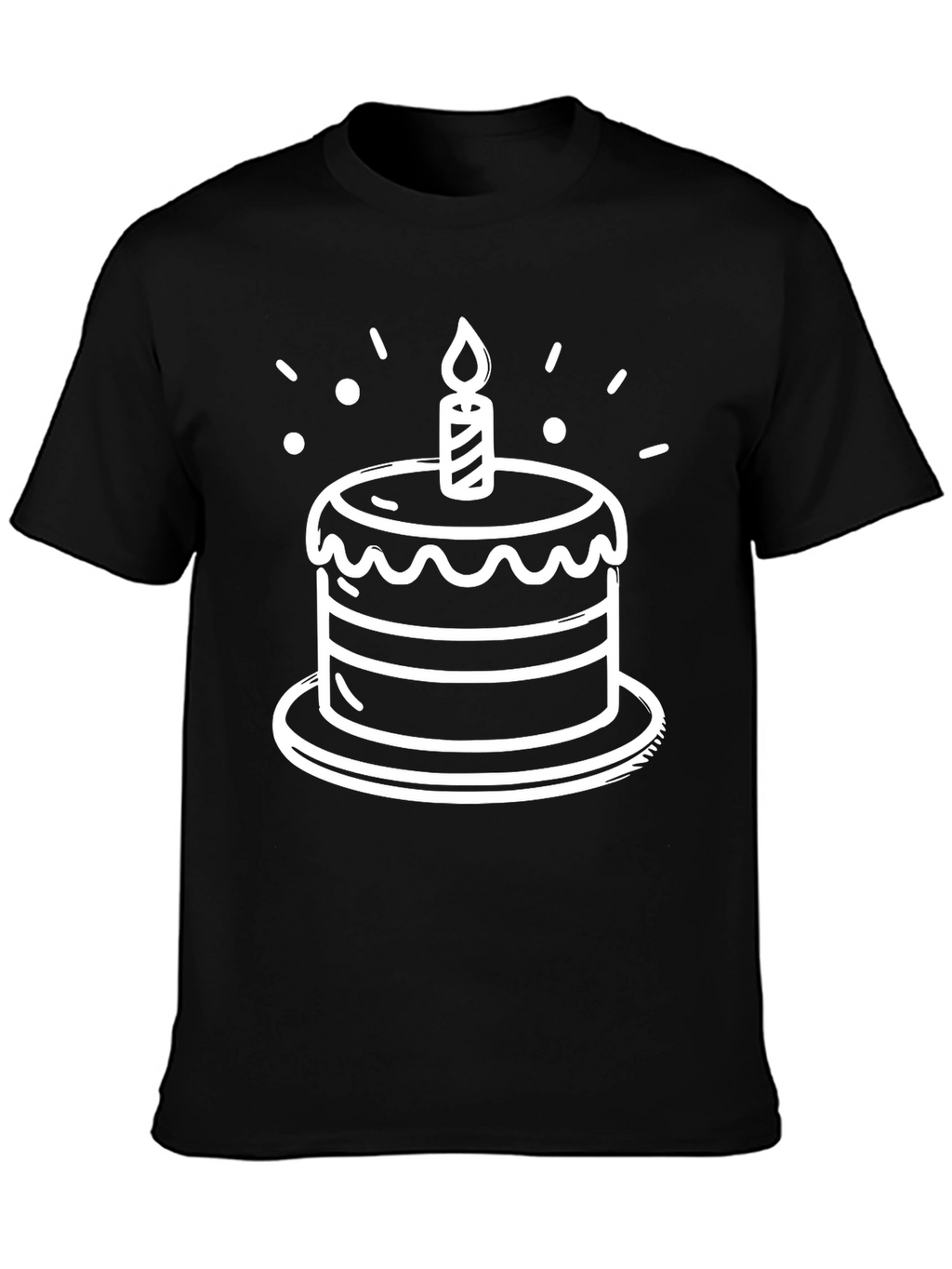 Birthday Cake Graphic Tee - Black Cotton T-Shirt