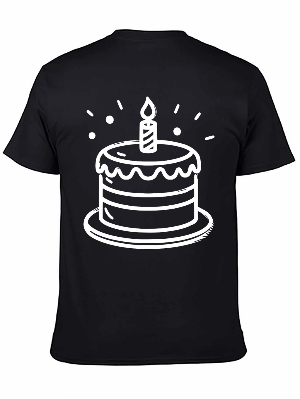 Birthday Cake Graphic Tee - Black Cotton T-Shirt