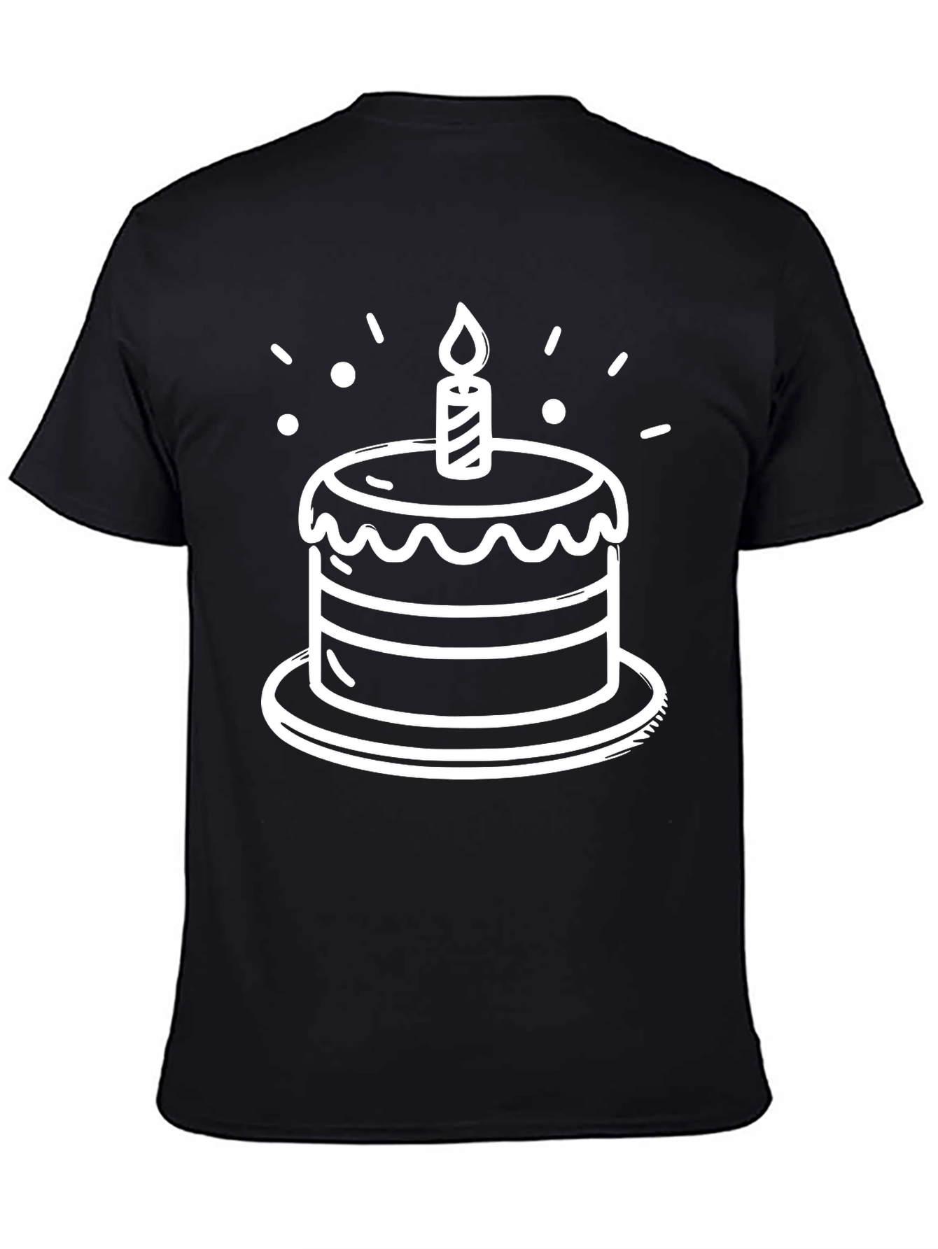 Birthday Cake Graphic Tee - Black Cotton T-Shirt