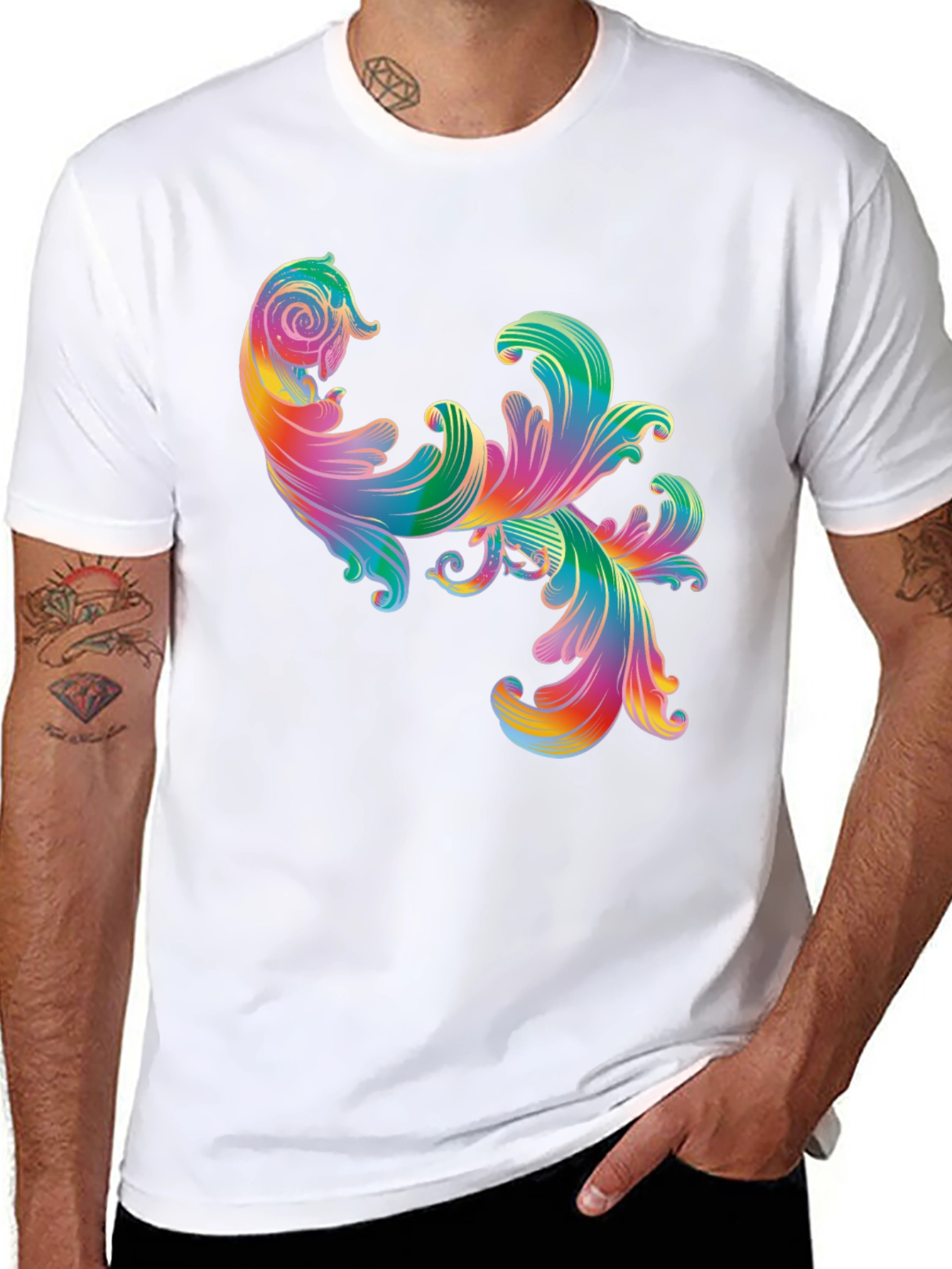 Rainbow Floral Swirl Graphic Tee