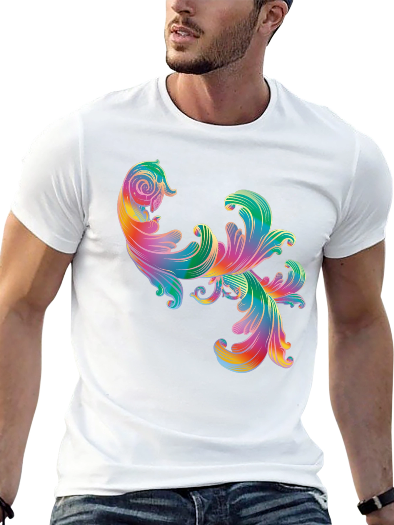 Rainbow Floral Swirl Graphic Tee