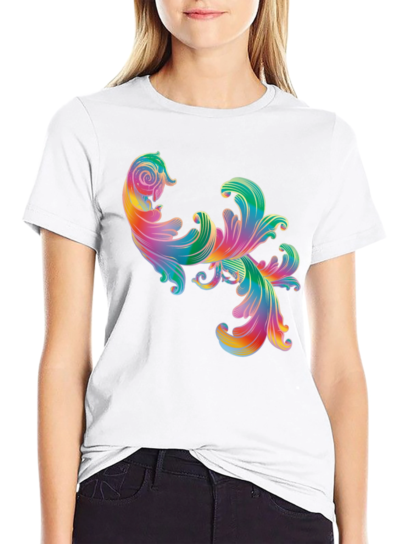 Rainbow Floral Swirl Graphic Tee