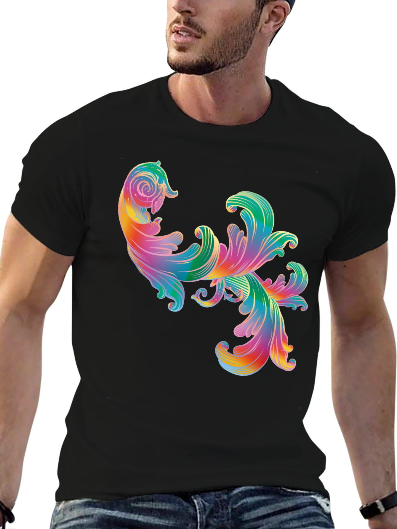Rainbow Floral Swirl Graphic Tee