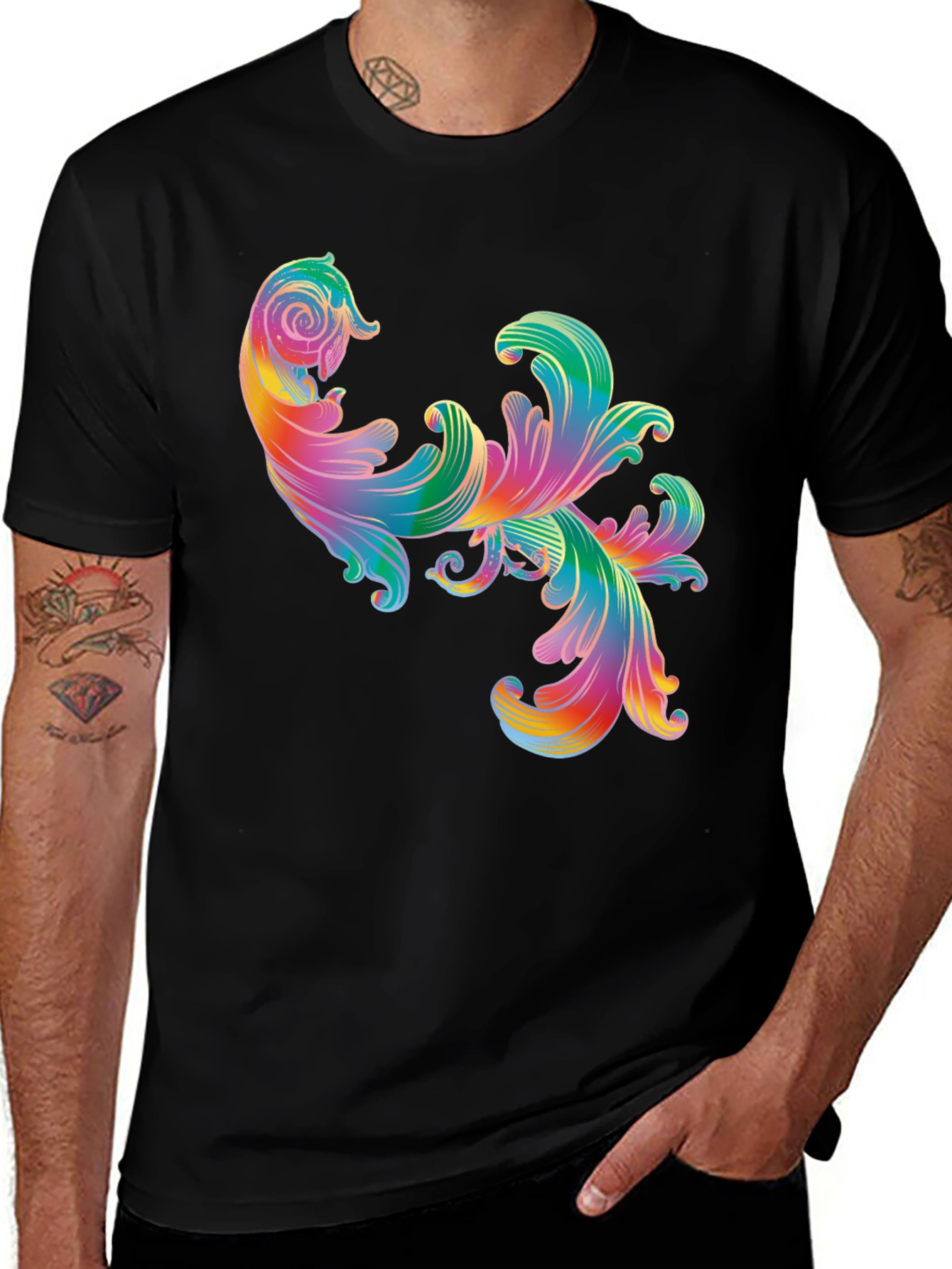 Rainbow Floral Swirl Graphic Tee