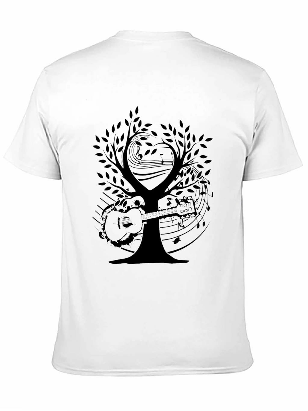 Musical Tree Graphic Tee - Black Cotton T-Shirt