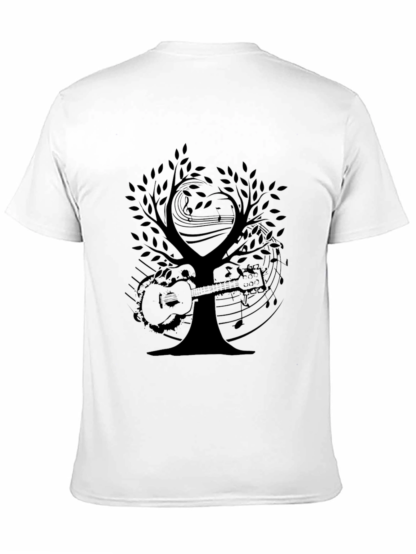 Musical Tree Graphic Tee - Black Cotton T-Shirt
