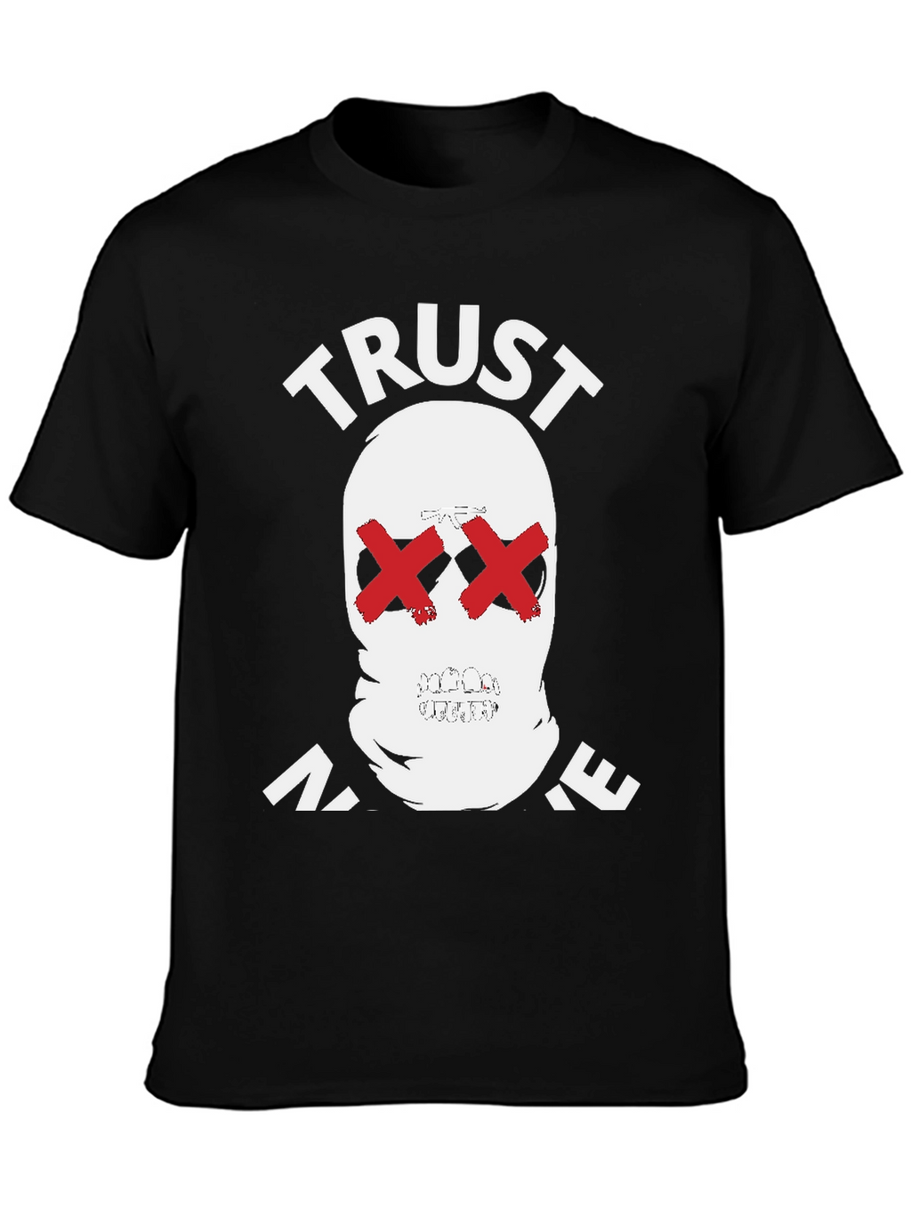Trust No One Graphic Tee - Skull Red X