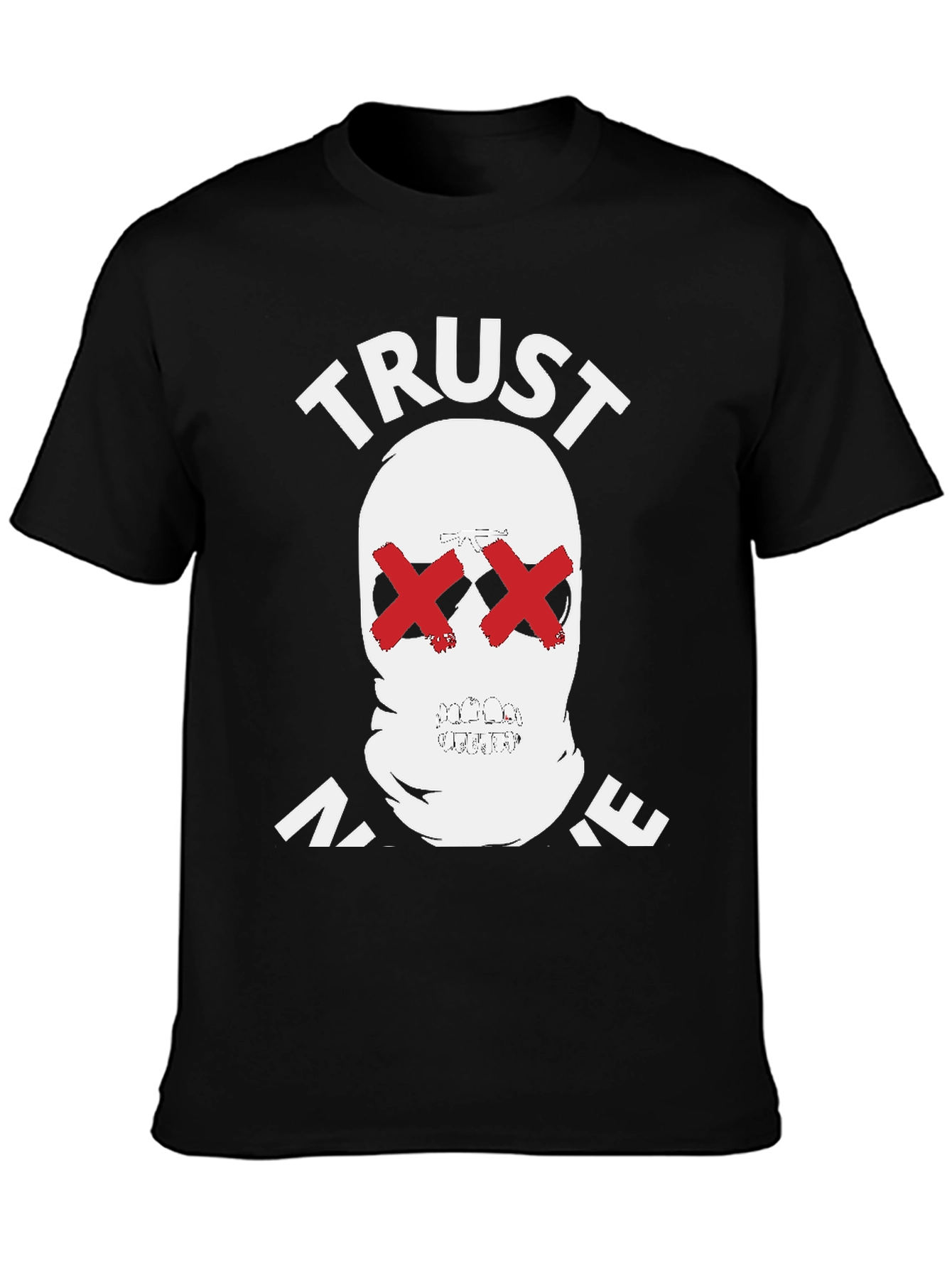 Trust No One Graphic Tee - Skull Red X