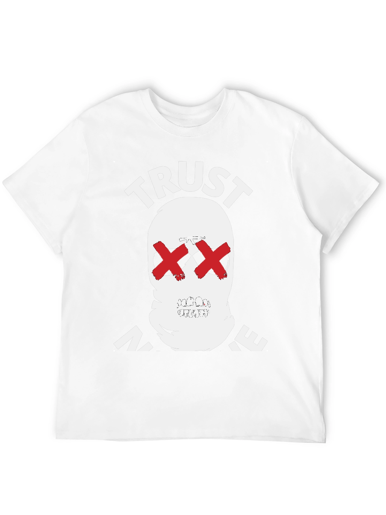 Trust No One Graphic Tee - Skull Red X