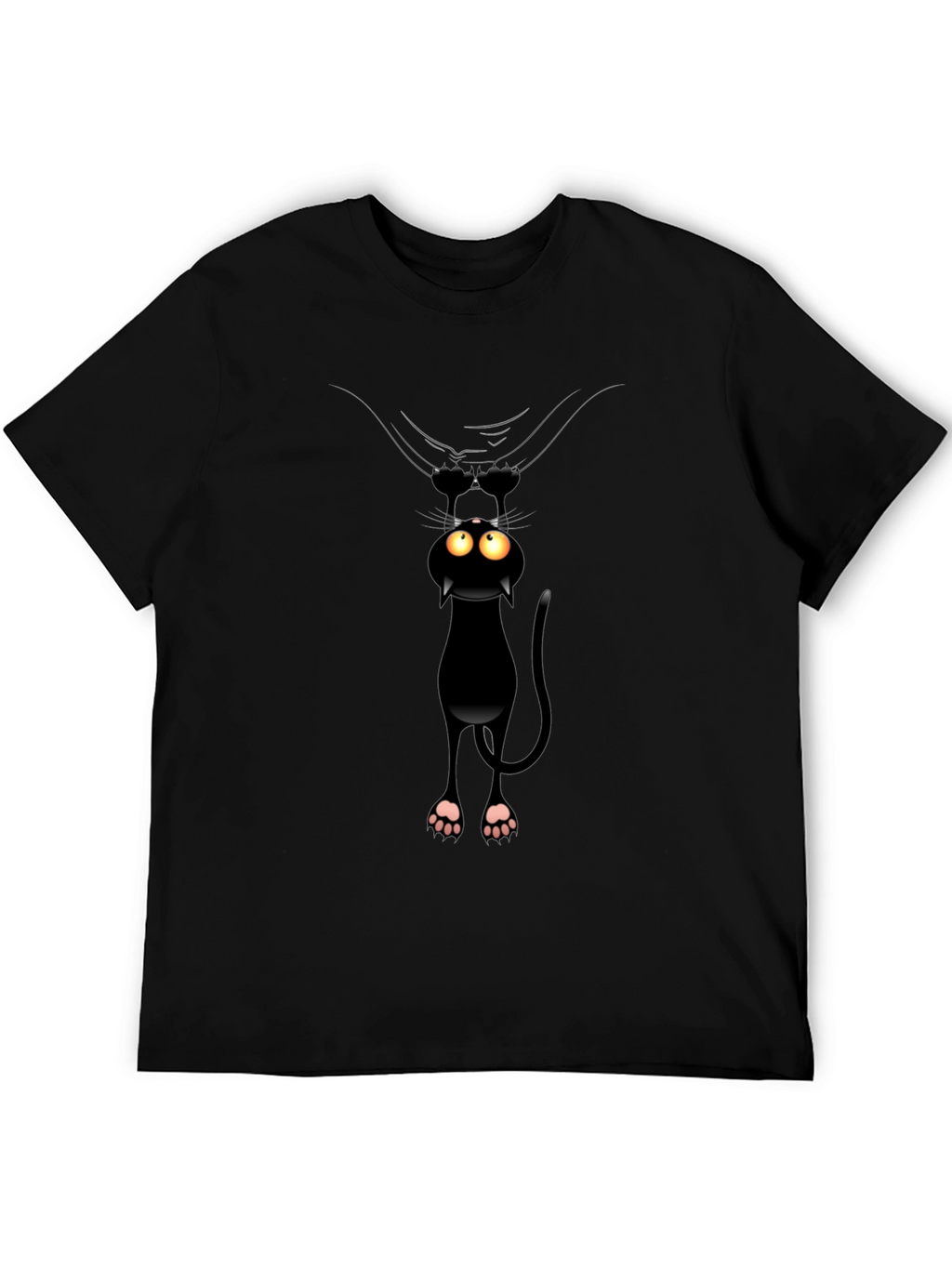 Funny Cat Hanging T-Shirt - Black Cotton Tee
