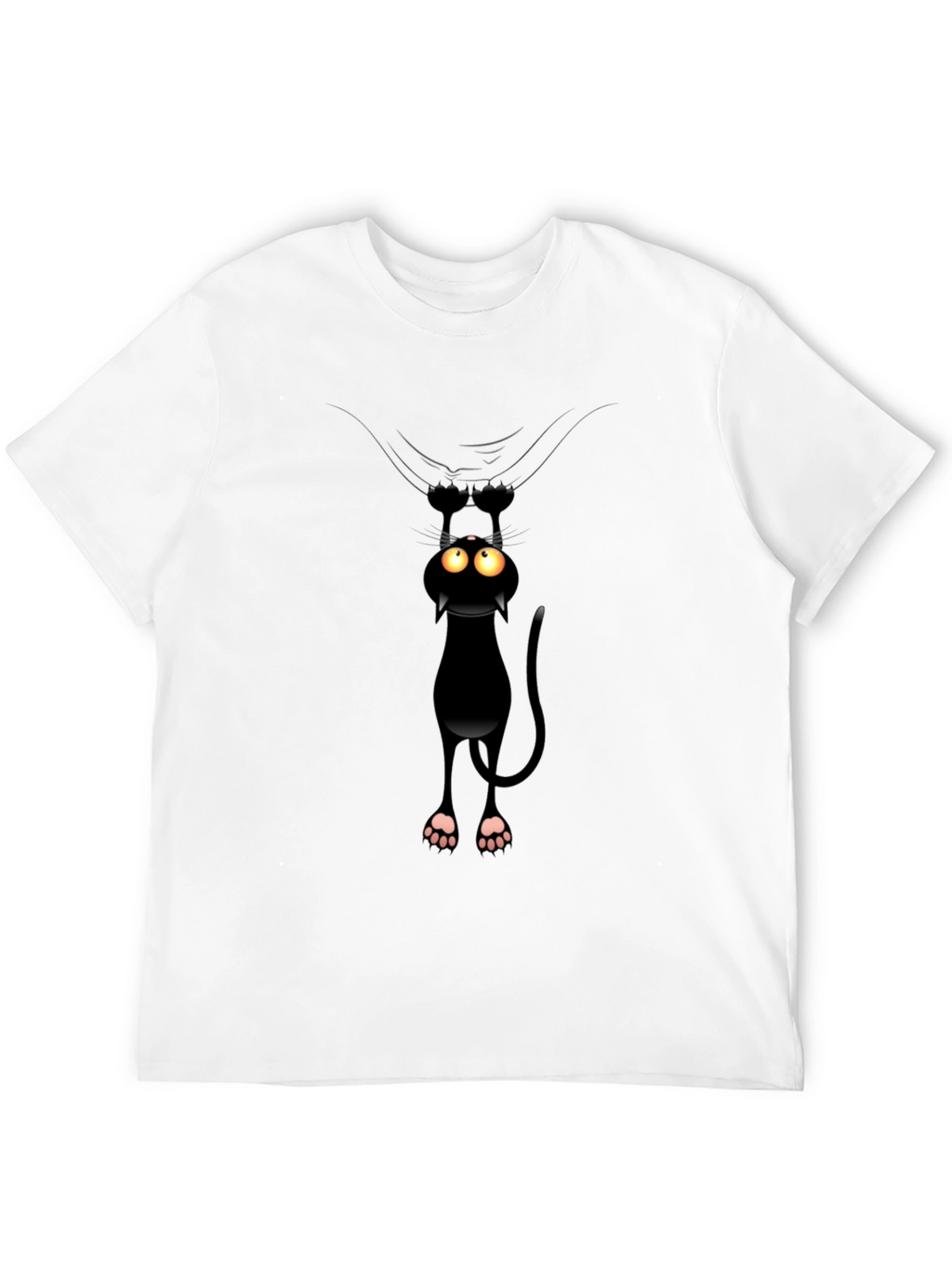 Funny Cat Hanging T-Shirt - Black Cotton Tee