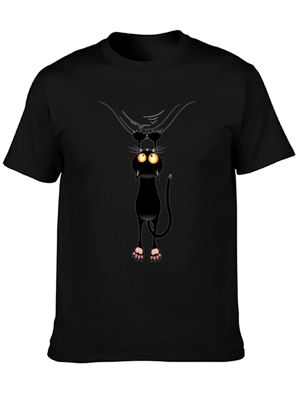 Funny Cat Hanging T-Shirt - Black Cotton Tee