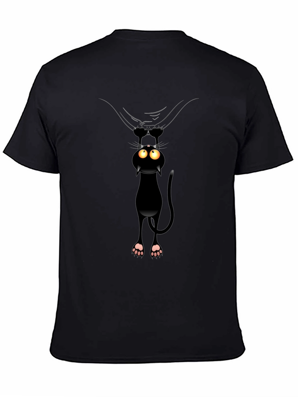 Funny Cat Hanging T-Shirt - Black Cotton Tee