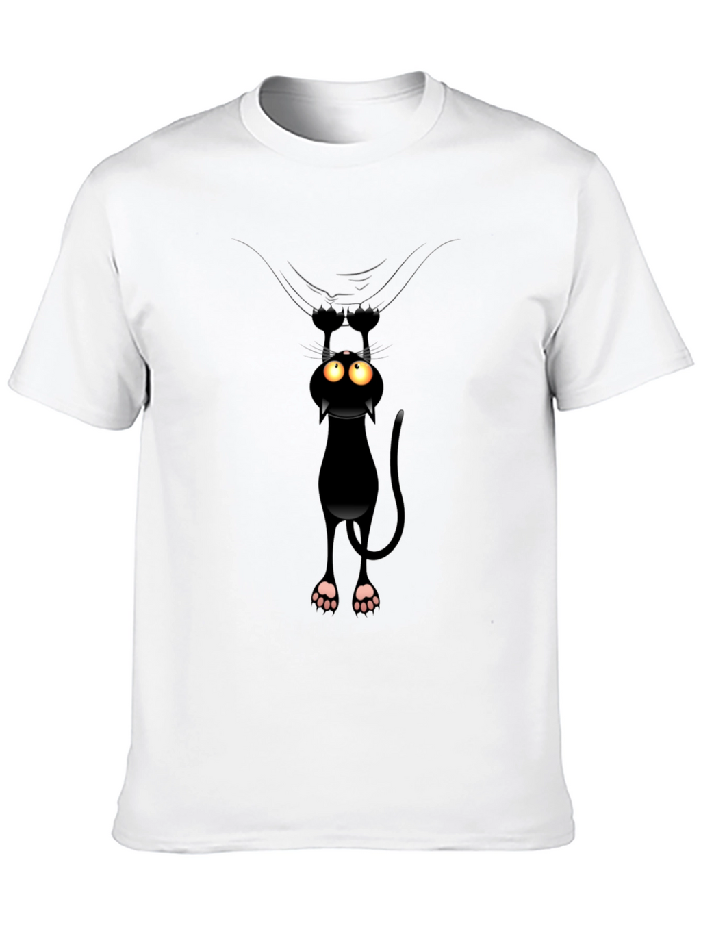 Funny Cat Hanging T-Shirt - Black Cotton Tee