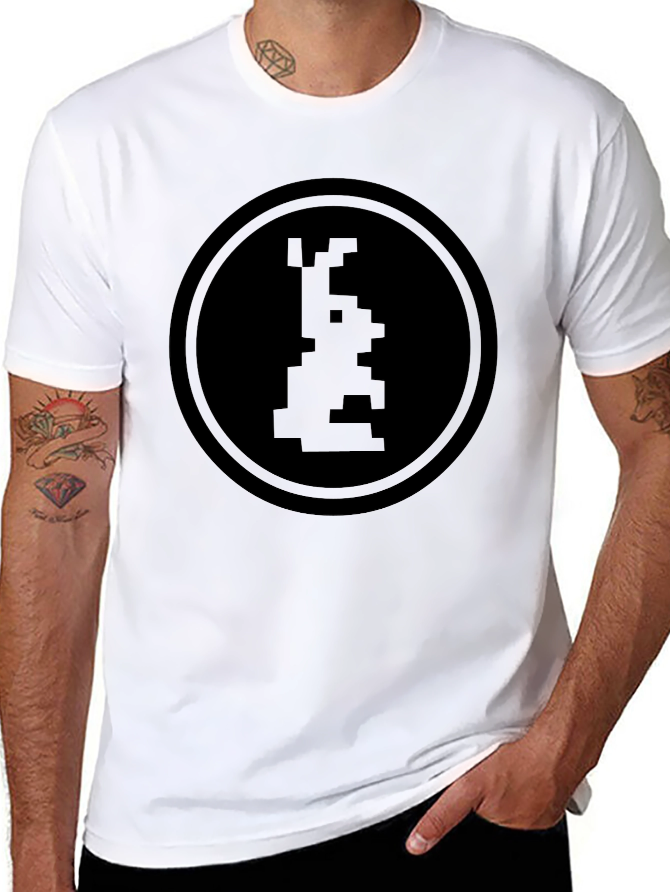 Retro Pixel Art Graphic T-Shirt - Black