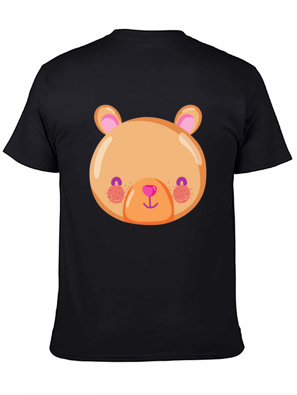 Cute Bear Face Graphic Tee - Soft Black T-Shirt
