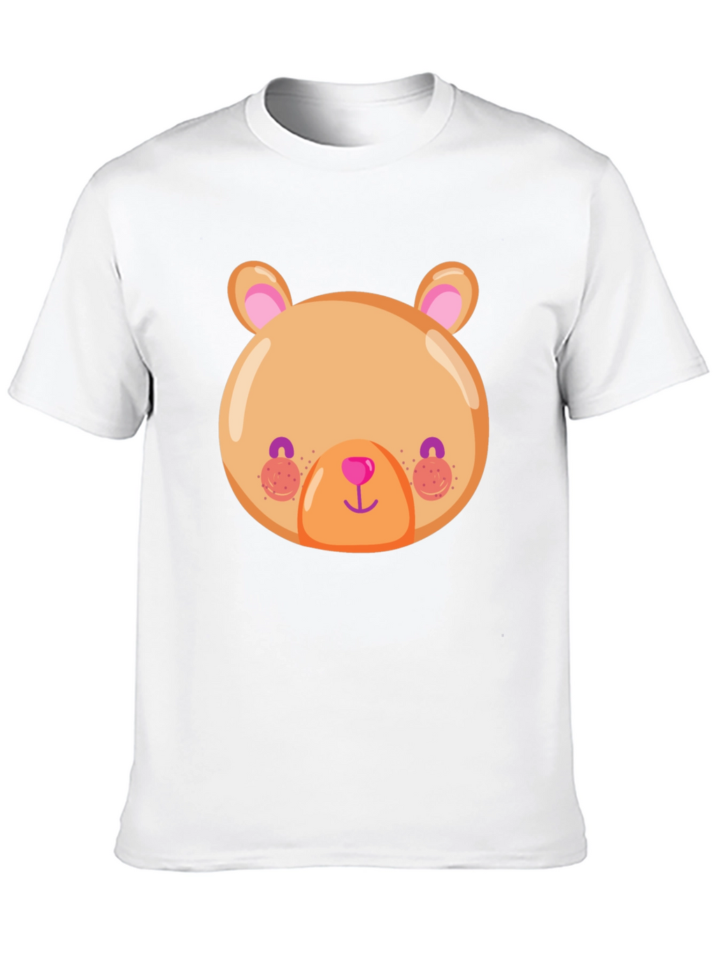 Cute Bear Face Graphic Tee - Soft Black T-Shirt