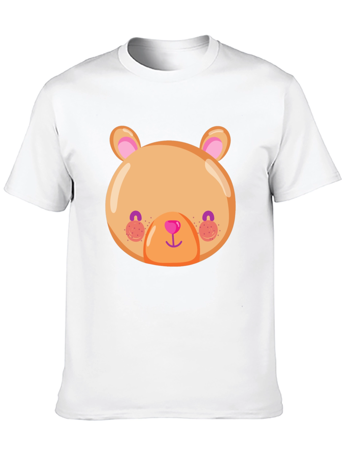Cute Bear Face Graphic Tee - Soft Black T-Shirt
