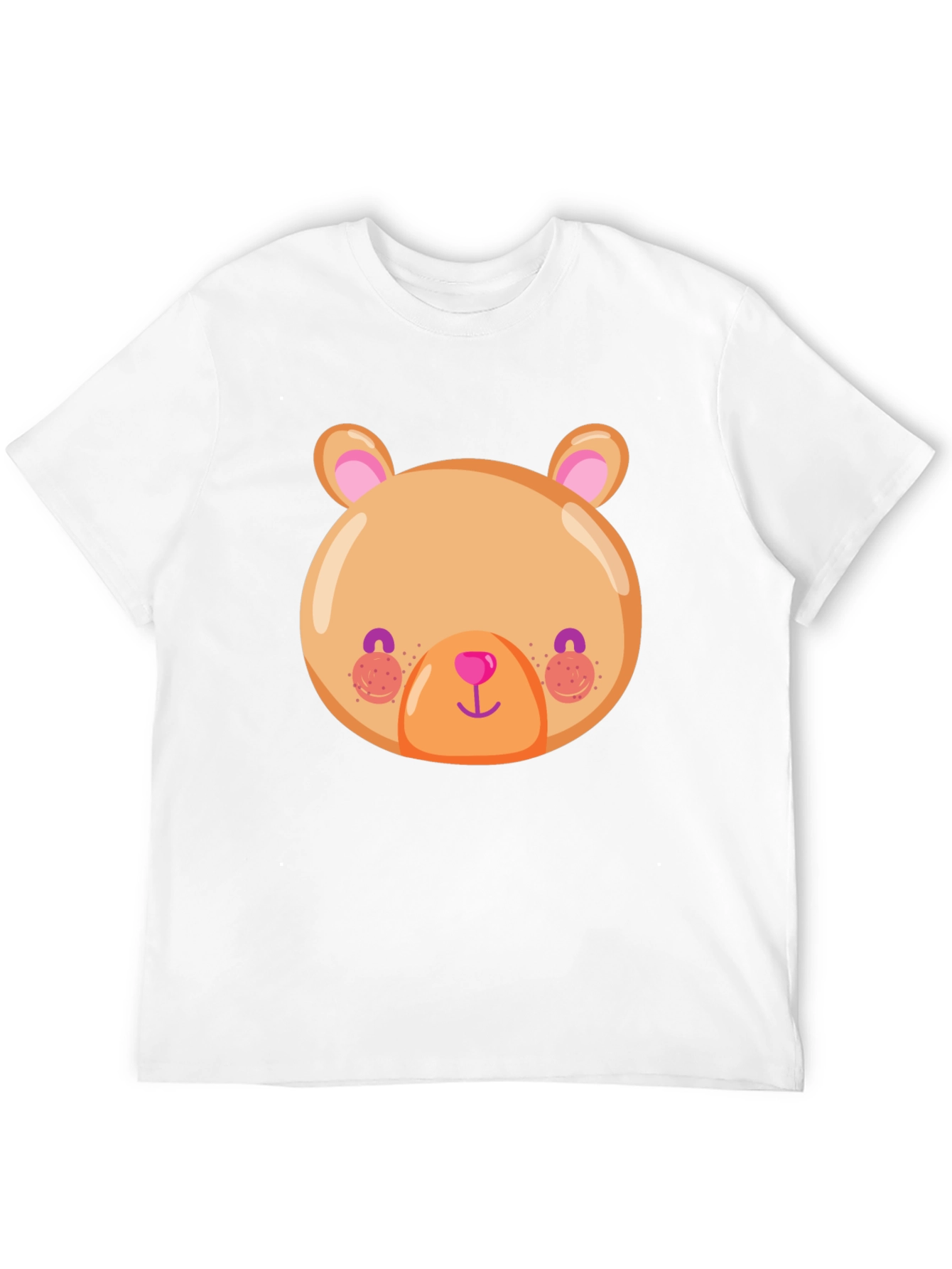 Cute Bear Face Graphic Tee - Soft Black T-Shirt