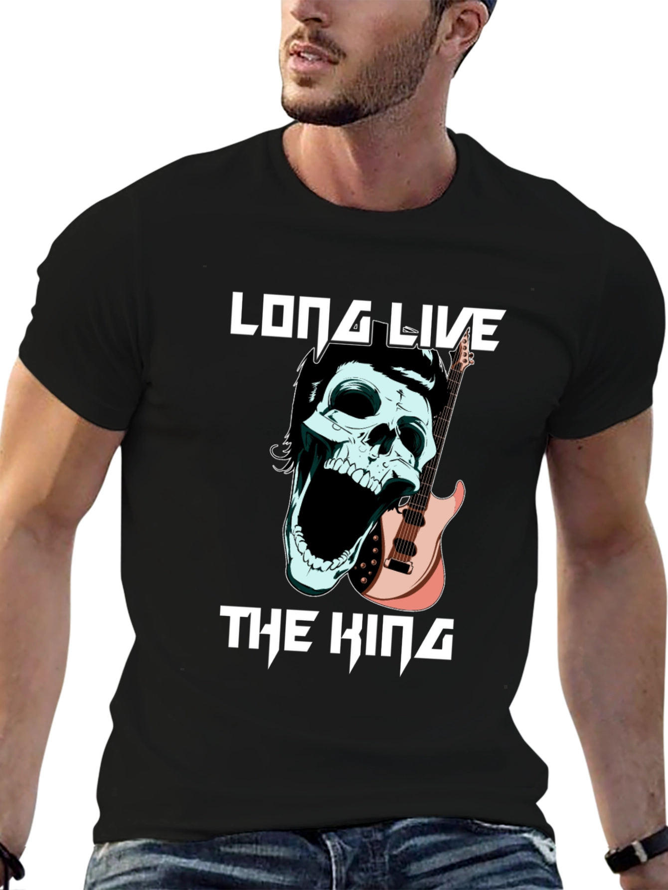 Long Live the King Skull Guitar T-Shirt