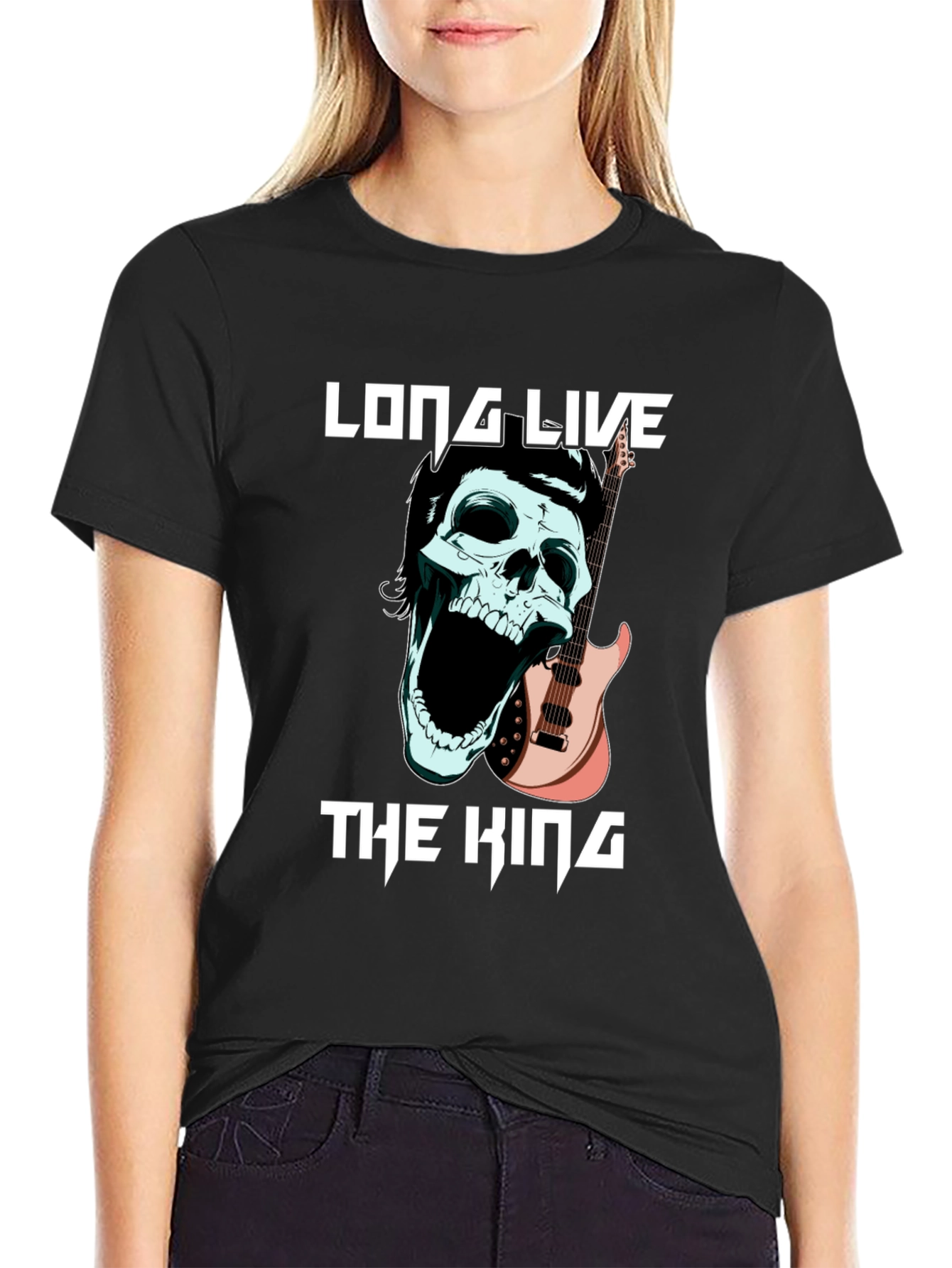 Long Live the King Skull Guitar T-Shirt